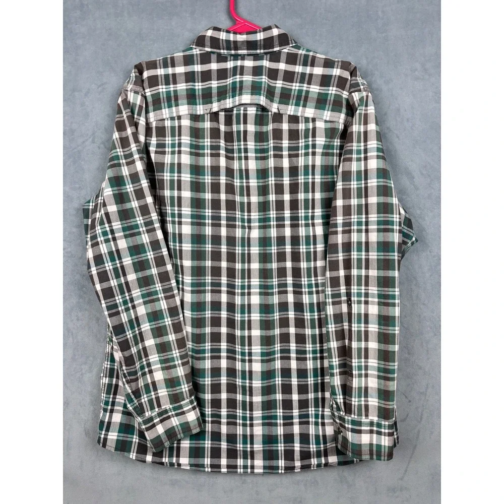Wrangler Outdoor Mens Green Black Plaid Long Sleeve Button Down Shirt NWP25JB L